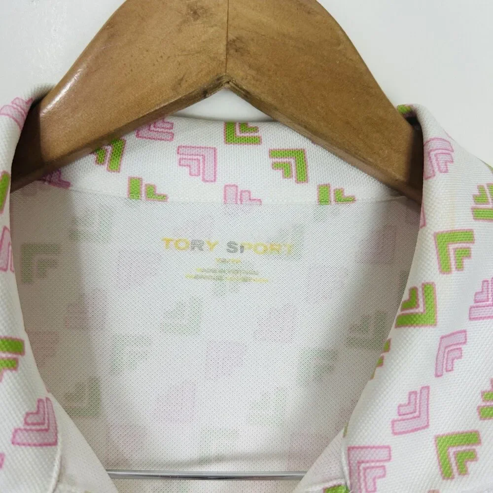 Tory Sport Logo Print Tech Pique Cool Max Rare Polo Shirt XS Long Sleeve Golf